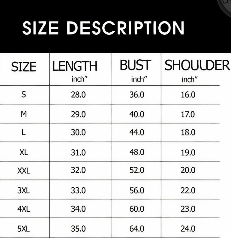 T-shirt Sizechart 2022 T-shirt Sizechart 2022