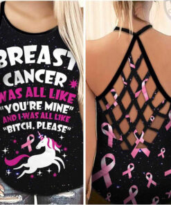Breast Cancer Awareness Unicorn Criss Cross Tank Top
