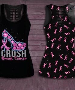 Crush Breast Cancer Awareness 3D Hollow Tank Top Leggings new