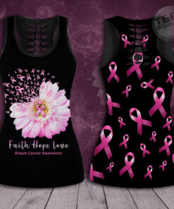 Faith Hope Love Breast Cancer Awareness 3D Hollow Tank Top Leggings 02