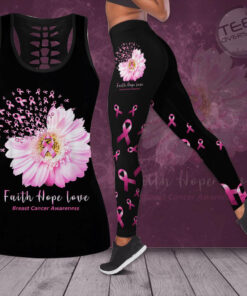 Faith Hope Love Breast Cancer Awareness 3D Hollow Tank Top Leggings