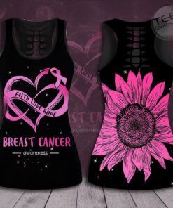 Faith Love Hope Breast Cancer Awareness 3D Hollow Tank Top Leggings 01