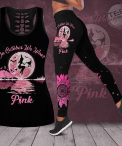 In October We Wear Pink Breast Cancer Awareness 3D Hollow Tank Top Leggings BCAS035