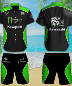 Kawasaki Racing Team 3D Hawaiian Shirt Shorts S1