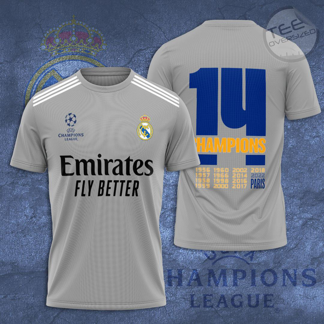Real Madrid 3D T Shirt S1 grey