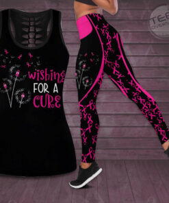 Wishing For A Cure Breast Cancer Awareness 3D Hollow Tank Top Leggings