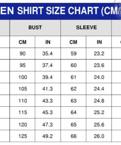 Linen shirt sizechart