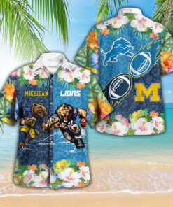Michigan Wolverines Football X Detroit Lions Hawaiian Shirt OVS0524D