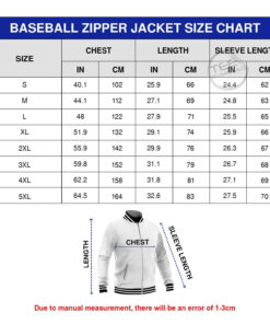 baseball jacket sizechart