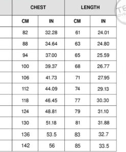 Basketball Jersey sizechart