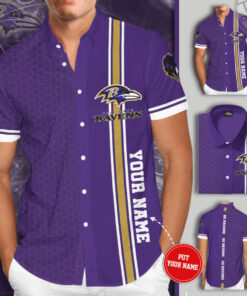 Baltimore Ravens 3D Short Sleeve Dress Shirt
