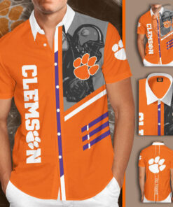 Clemson Tigers 3D Short Sleeve Dress Shirt 01
