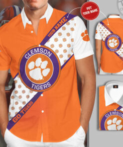 Clemson Tigers 3D Short Sleeve Dress Shirt 02