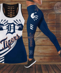 Detroit Tigers Hollow Tank Top Leggings set