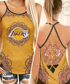 FAN designed Los Angeles Lakers LAL NBA Criss Cross Tank Top
