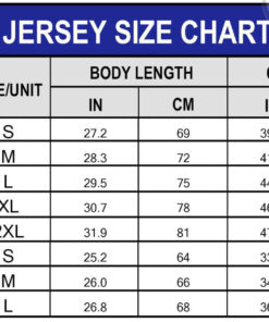 Football Jersey Sizechart Men women