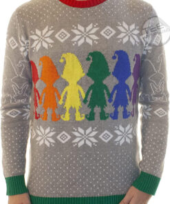 Funny Santa Gay Pride Gray Ugly Christmas 3D Sweater