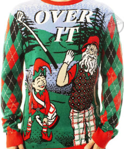 Funny Santa Over It Green Ugly Christmas 3D Sweater
