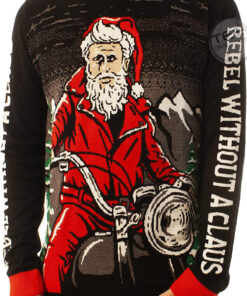 Funny Santa Rebel Black Ugly Christmas 3D Sweater