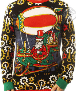 Funny Santa Steampunk Santa Black Ugly Christmas 3D Sweater