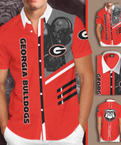 Georgia Bulldogs 3D Short Sleeve Dress Shirt 01