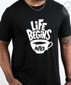 Life Begins After Coffee Black Oversized T shirt