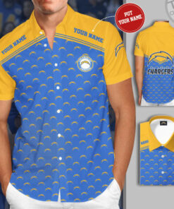Los Angeles Chargers 3D Short Sleeve Dress Shirt 04