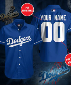 Los Angeles Dodgers 3D Short Sleeve Dress Shirt 02