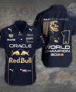 Max Verstappen X Red Bull Racing F1 World Championship Short Sleeve Dress Shirt