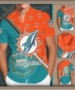 Miami Dolphins 3D Short Sleeve Dress Shirt 01