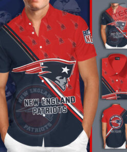 New England Patriota 3D Short Sleeve Dress Shirt 01