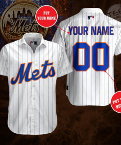 New York Mets 3D Short Sleeve Dress Shirt 02