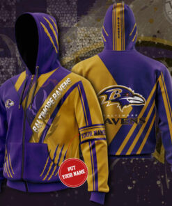 The best selling Baltimore Ravens 3D Zip Up hoodie 02