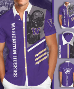 Washington Huskies 3D Short Sleeve Dress Shirt 01